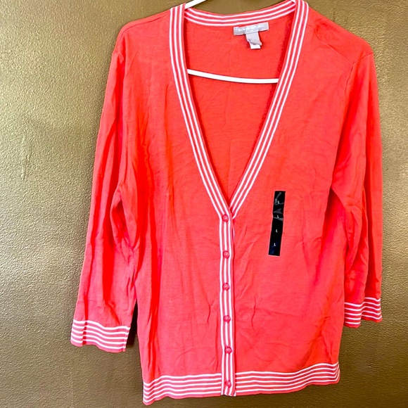 NEW - Banana Republic Buttoned Cardigan — Coral— Large - Picture 1 of 3